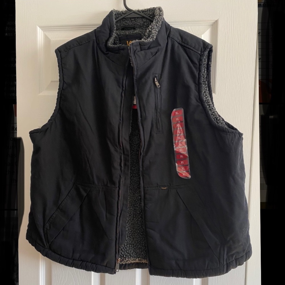 Lee Black XL Canvas Sherpa Lined Vest - the workwear vest